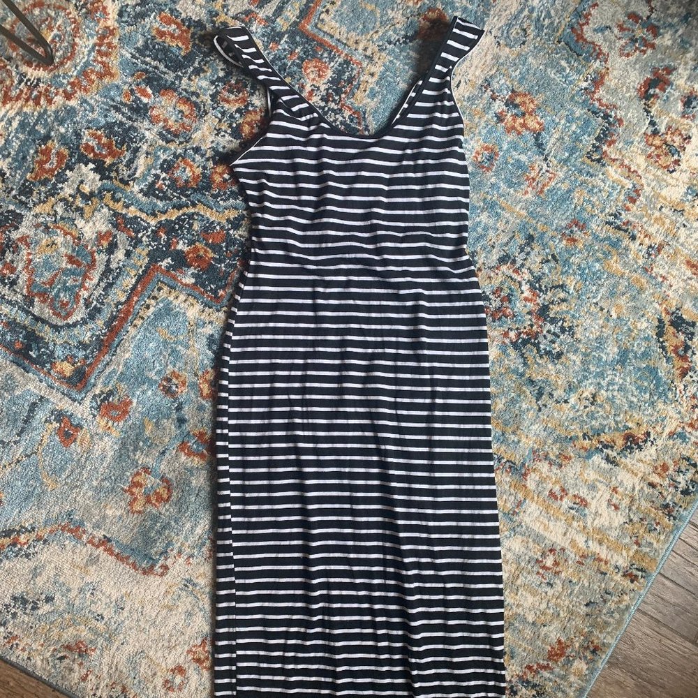 Blue and White Stripped Maxi Dress